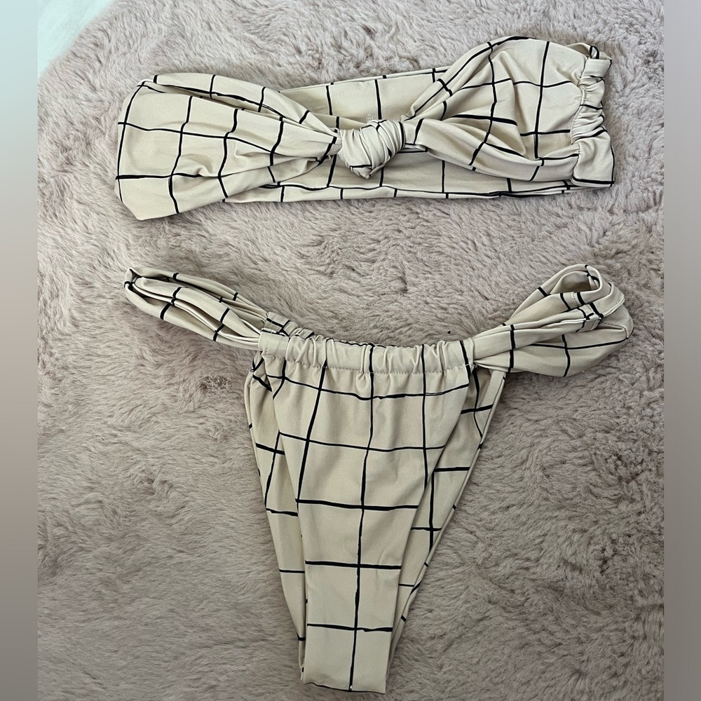 Stone Fox Swim Sand Plaid bikini set